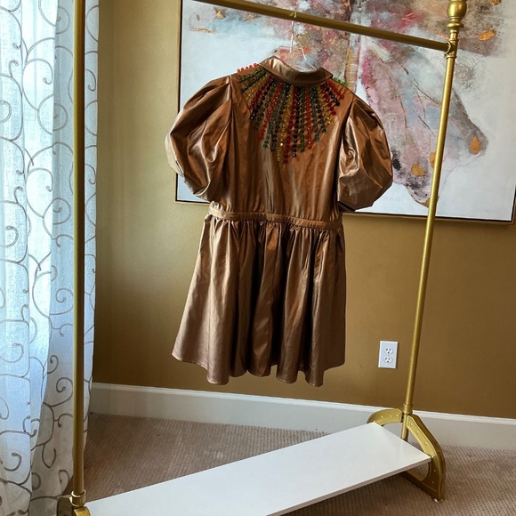 Queen of Sparkles Gold Dress with Rainbow Beads Size Medium - Picture 2 of 7